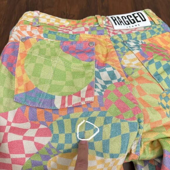 THE RAGGED PRIEST Sensory Dad Jeans Colorful Checkered Hippie Retro - Picture 9 of 16